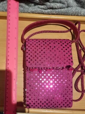Pink Sequin Crossbody Bag - Women's Sparkle Shoulder Bag